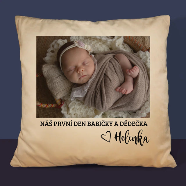 Fotka S Textem: První Den Babičky A Dědečka - Polštář