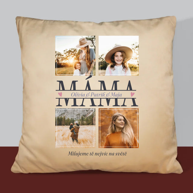 Fotokoláž: Máma Jména - Polštář