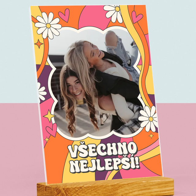 Fotka S Textem: Všechno Nejlepší Groovy - Tisk Na Akrylovém Skle