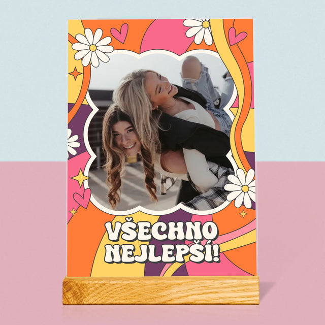 Fotka S Textem: Všechno Nejlepší Groovy - Tisk Na Akrylovém Skle