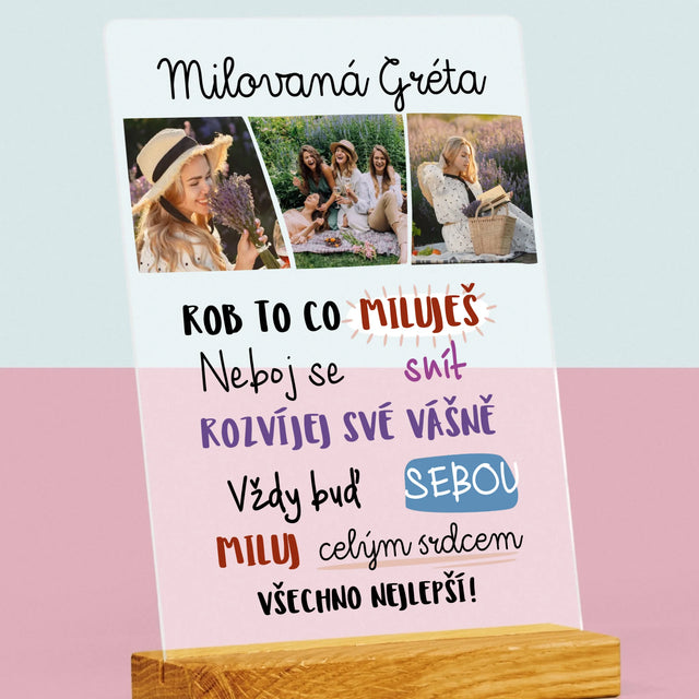 Fotokoláž: Přání K Narozeninám - Tisk Na Akrylovém Skle