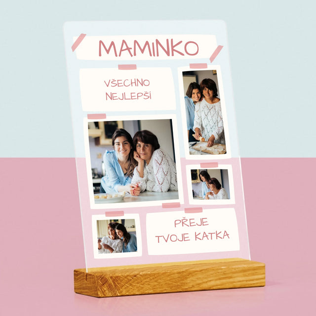 Fotokoláž: Maminko Všechno Nejlepší - Tisk Na Akrylovém Skle