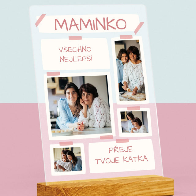Fotokoláž: Maminko Všechno Nejlepší - Tisk Na Akrylovém Skle