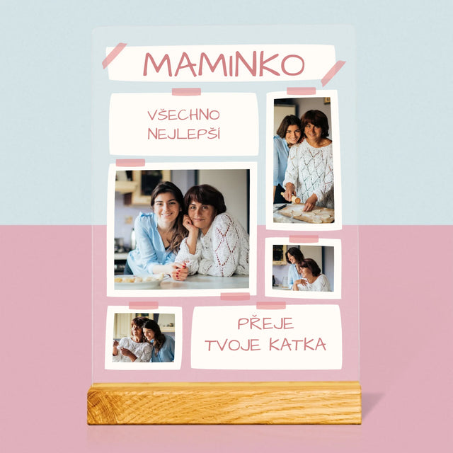 Fotokoláž: Maminko Všechno Nejlepší - Tisk Na Akrylovém Skle