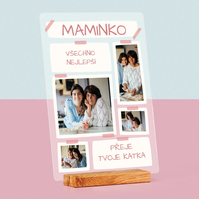 Fotokoláž: Maminko Všechno Nejlepší - Tisk Na Akrylovém Skle