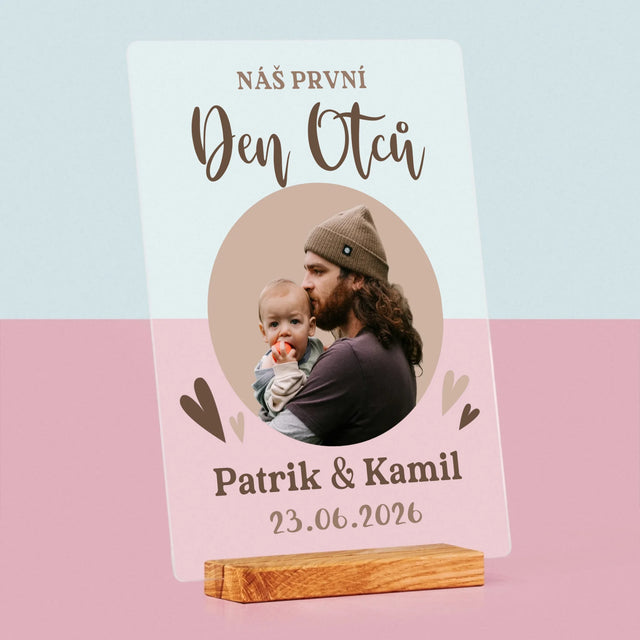 Fotka S Textem: První Den Otců Fotografie V Kruhu - Tisk Na Akrylovém Skle