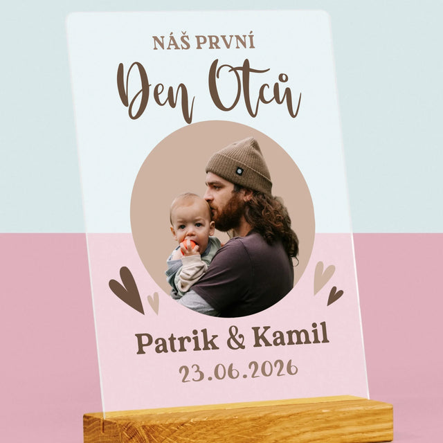 Fotka S Textem: První Den Otců Fotografie V Kruhu - Tisk Na Akrylovém Skle