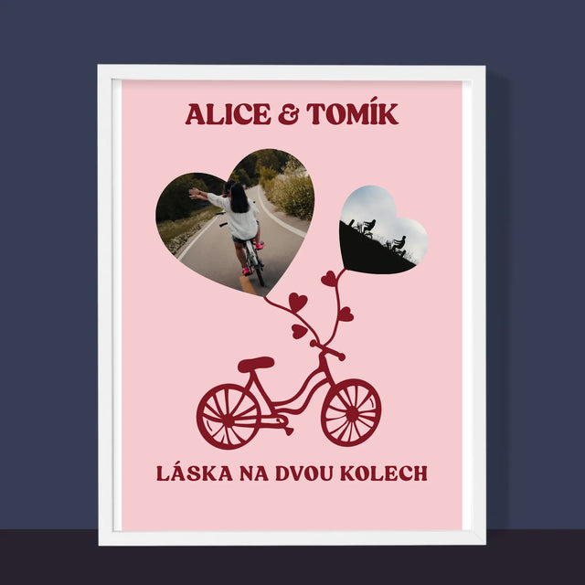Fotokoláž: Láska Na Dvou Kolech - Tisk V Rámečku