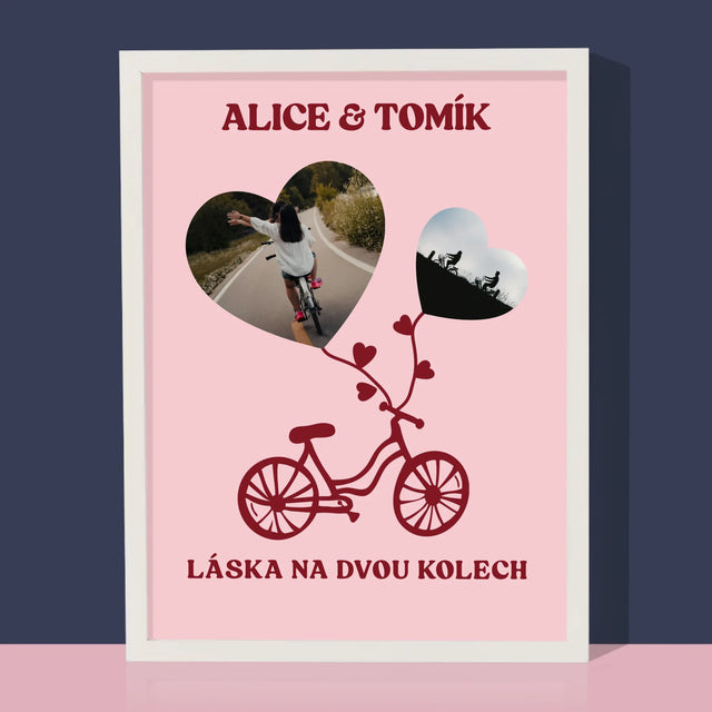 Fotokoláž: Láska Na Dvou Kolech - Tisk V Rámečku