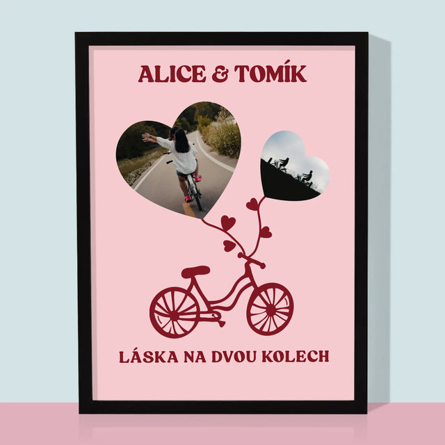 Fotokoláž: Láska Na Dvou Kolech - Tisk V Rámečku