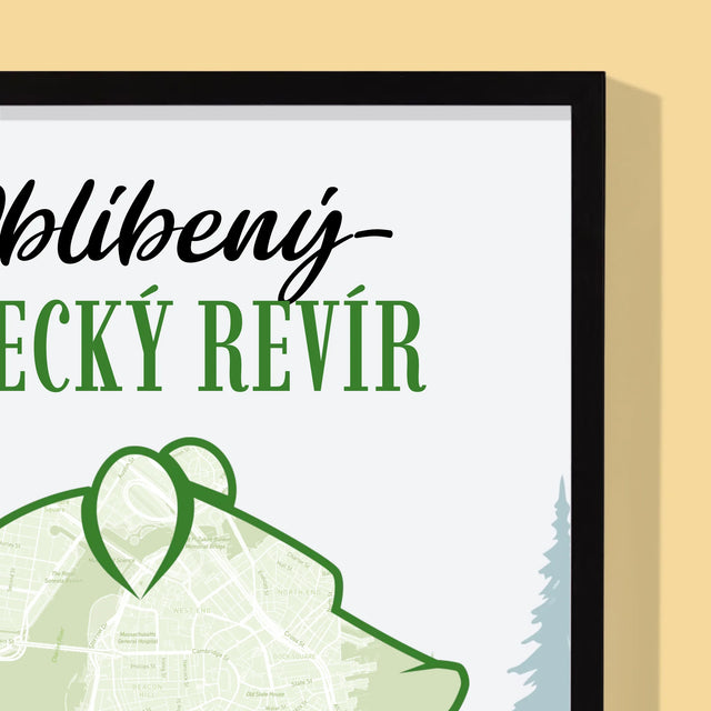 Mapa Města: Oblíbený Lovecký Revír - Tisk V Rámečku