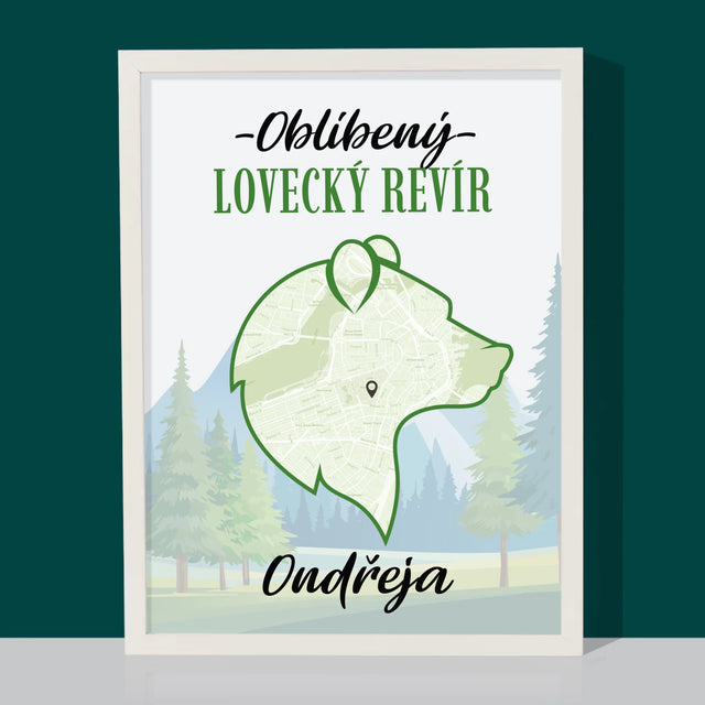 Mapa Města: Oblíbený Lovecký Revír - Tisk V Rámečku
