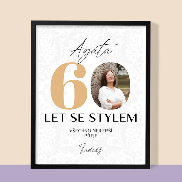Fotka S Textem: 60 Let Se Stylem - Tisk V Rámečku