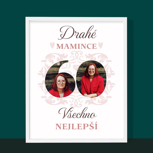 Slovo Z Fotek: Drahé Mamince K Jejím 60. Narozeninám - Tisk V Rámečku