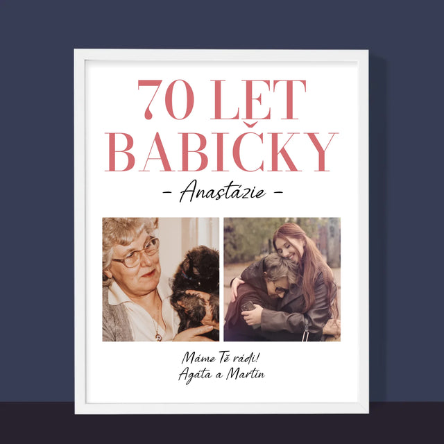 Fotokoláž: 70 Let Babičky - Tisk V Rámečku