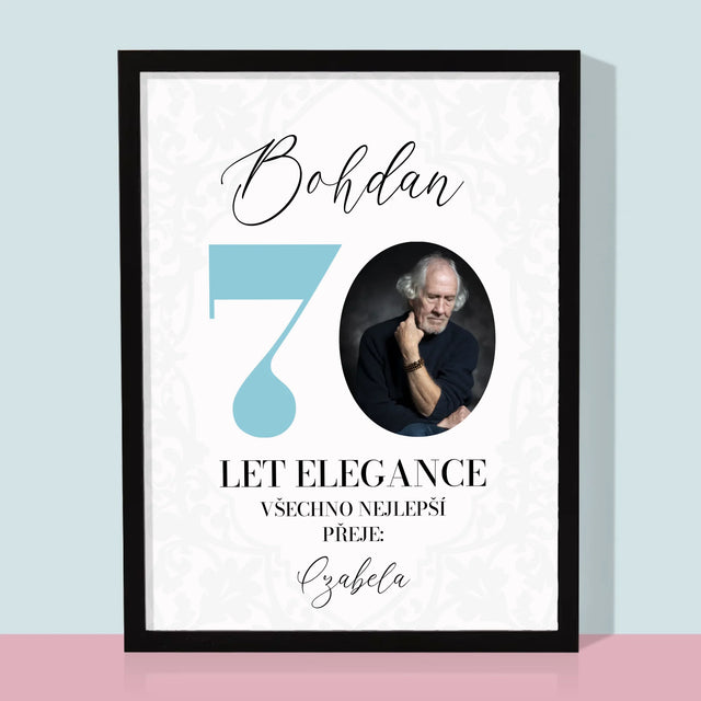 Fotka S Textem: 70 Let Elegance - Tisk V Rámečku