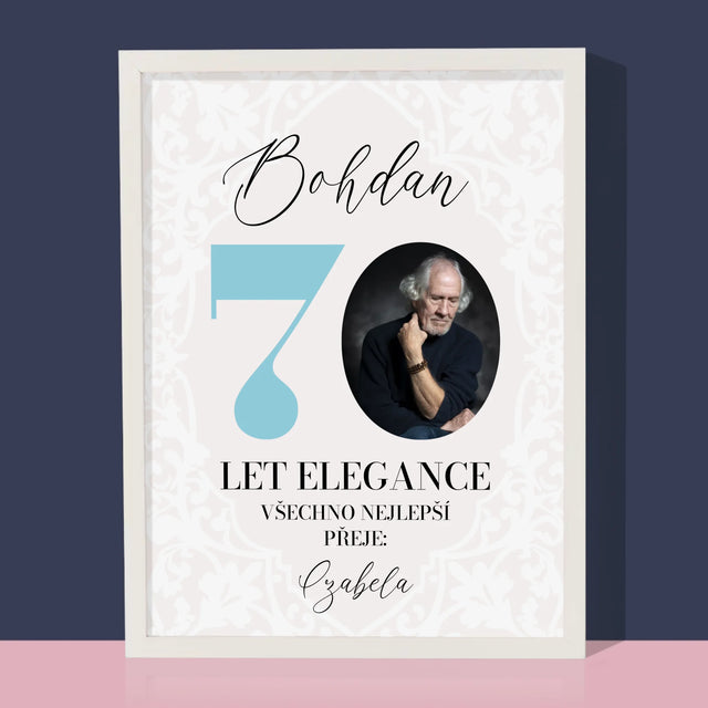 Fotka S Textem: 70 Let Elegance - Tisk V Rámečku