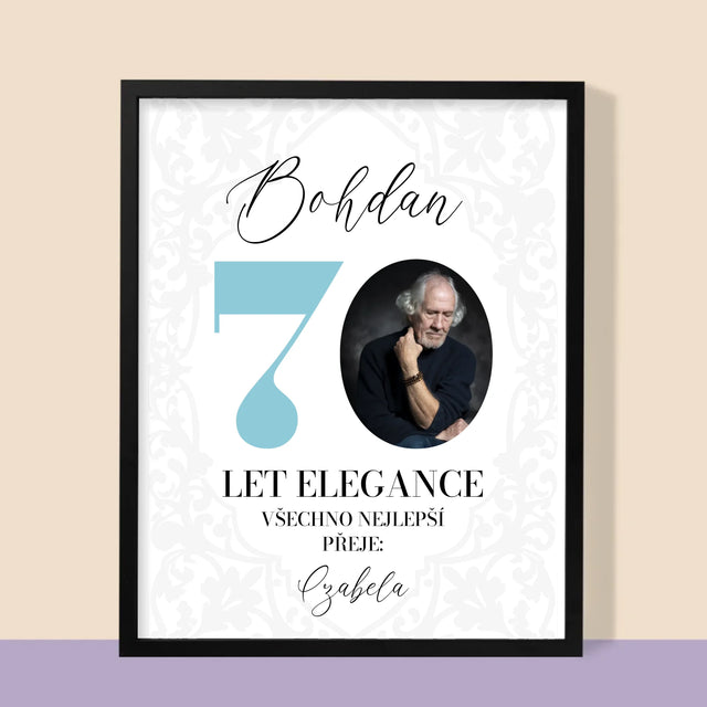 Fotka S Textem: 70 Let Elegance - Tisk V Rámečku