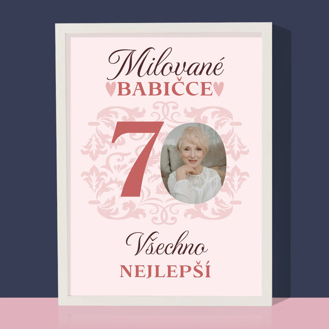 Fotka S Textem: Milované Babičce Všechno Nejlepší - Tisk V Rámečku