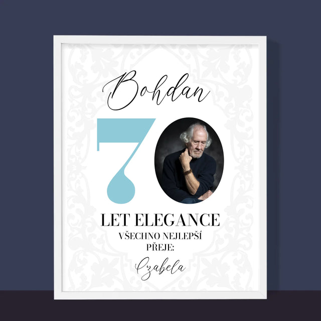 Fotka S Textem: 70 Let Elegance - Tisk V Rámečku