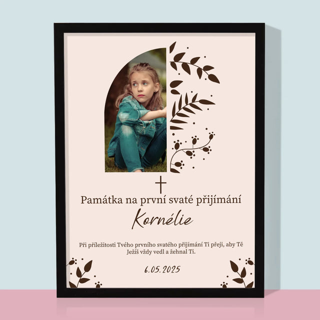 Fotka S Textem: První Svaté Přijímání Listy - Tisk V Rámečku