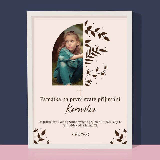Fotka S Textem: První Svaté Přijímání Listy - Tisk V Rámečku