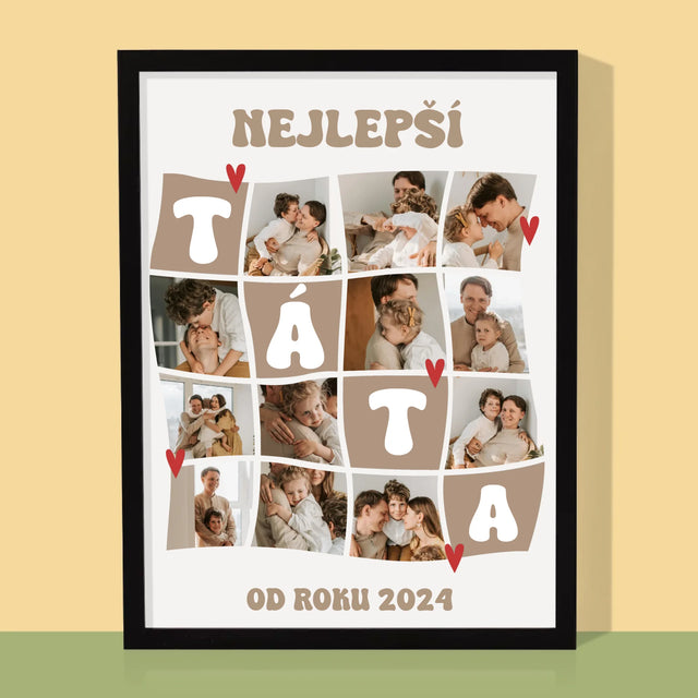 Fotokoláž: Nejlepší Táta Dlaždice - Tisk V Rámečku