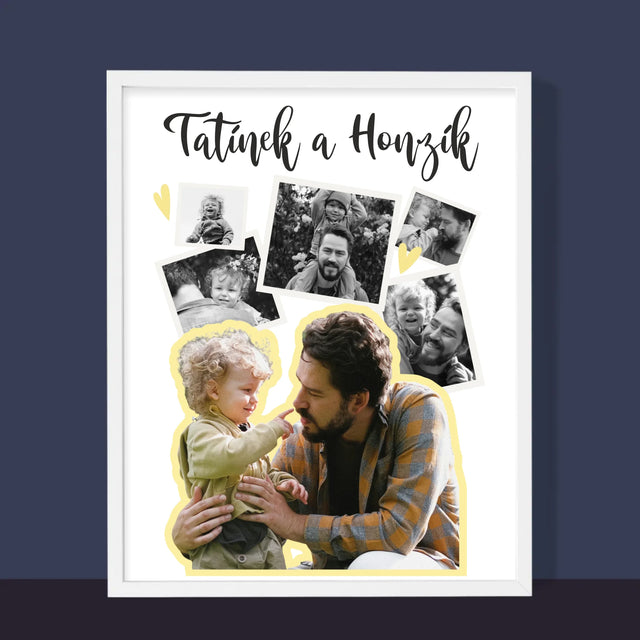 Fotokoláž: Tatínek S Dítětem - Tisk V Rámečku