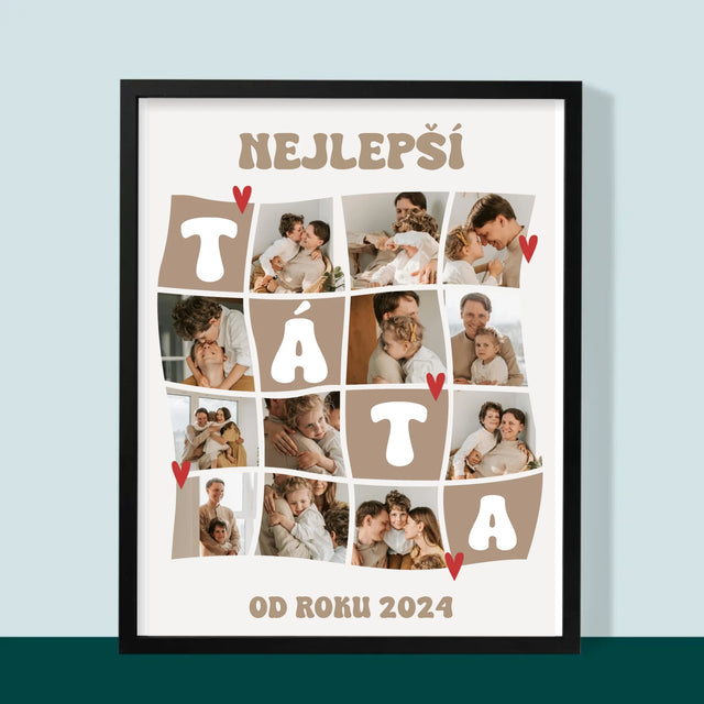 Fotokoláž: Nejlepší Táta Dlaždice - Tisk V Rámečku