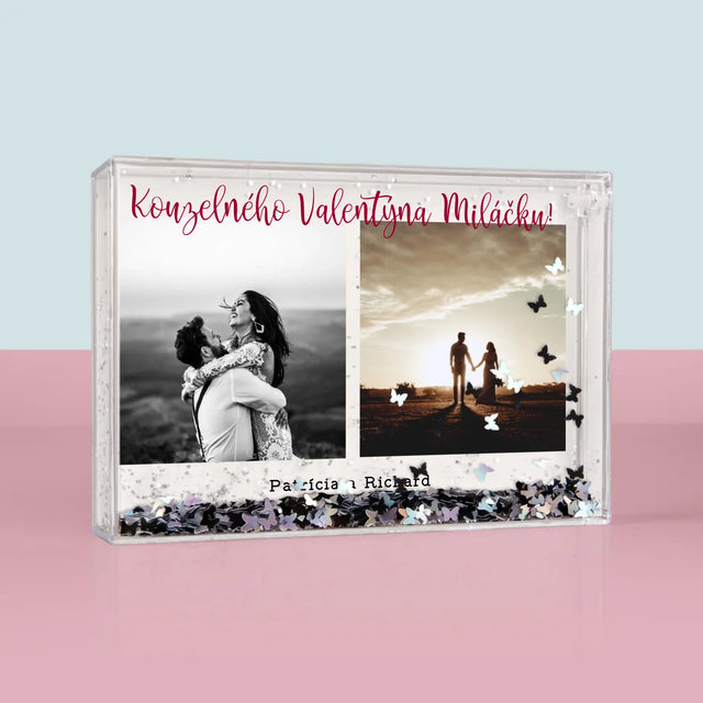 Fotokoláž: Kouzelného Valentýna - Sněžící Fotorámeček