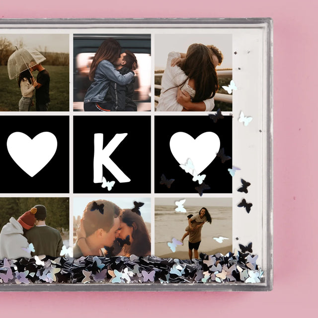 Fotokoláž: Milostné Monogramy S Fotkami - Sněžící Fotorámeček