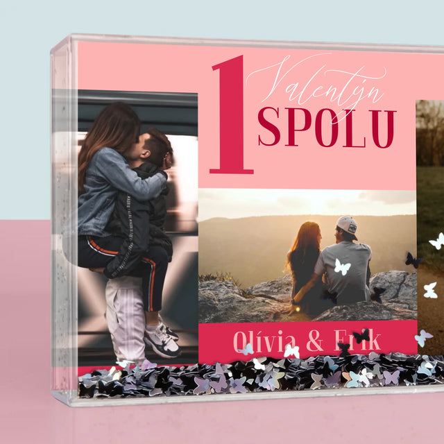 Fotokoláž: První Společný Valentýn - Sněžící Fotorámeček