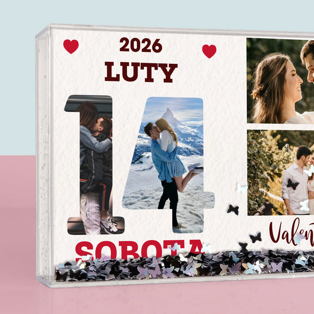 Slovo Z Fotek: Valentýn List Z Kalendáře - Sněžící Fotorámeček