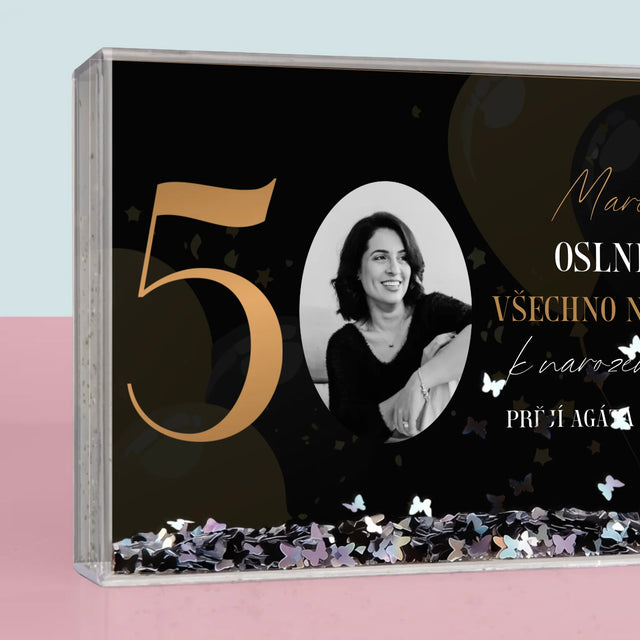 Fotka S Textem: Oslnivých 50 - Sněžící Fotorámeček