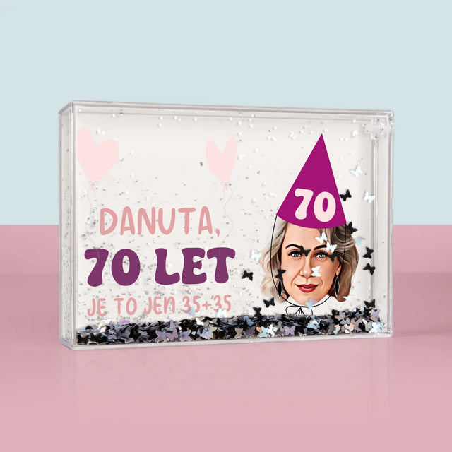 Tvoje Postava: Narozeninový Portrét - Sněžící Fotorámeček
