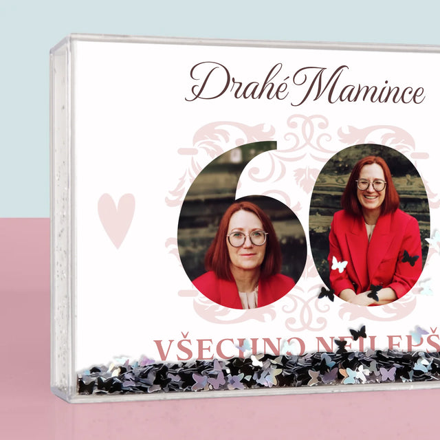 Slovo Z Fotek: Drahé Mamince K Jejím 60. Narozeninám - Sněžící Fotorámeček