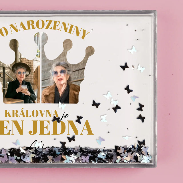 Tvar Z Fotek: 70. Narozeniny Královna - Sněžící Fotorámeček