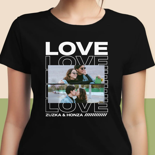 Fotokoláž: Se Slovem Love - Damské Tričko