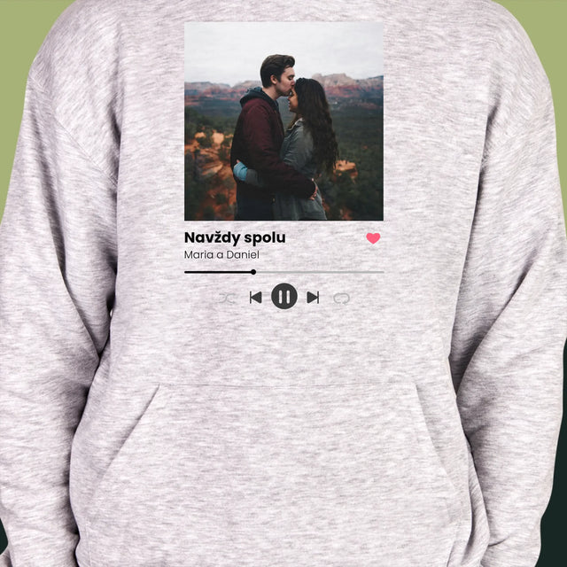 Fotka A Textem: Spotify S Vlastní Fotkou - Pánská Mikina S Kapuci