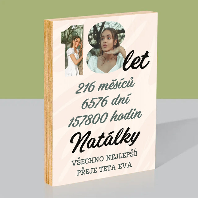 Slovo Z Fotek: 18 Let Odpočítávání - Tisk Na Dřevo