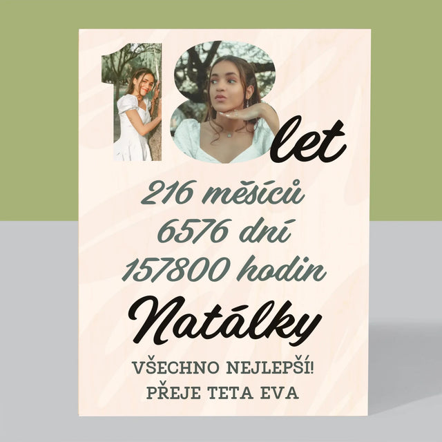 Slovo Z Fotek: 18 Let Odpočítávání - Tisk Na Dřevo
